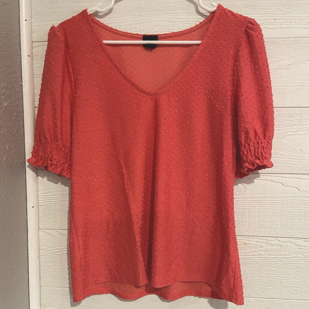 Coral Swiss Dot Top